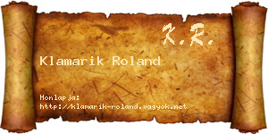 Klamarik Roland névjegykártya
